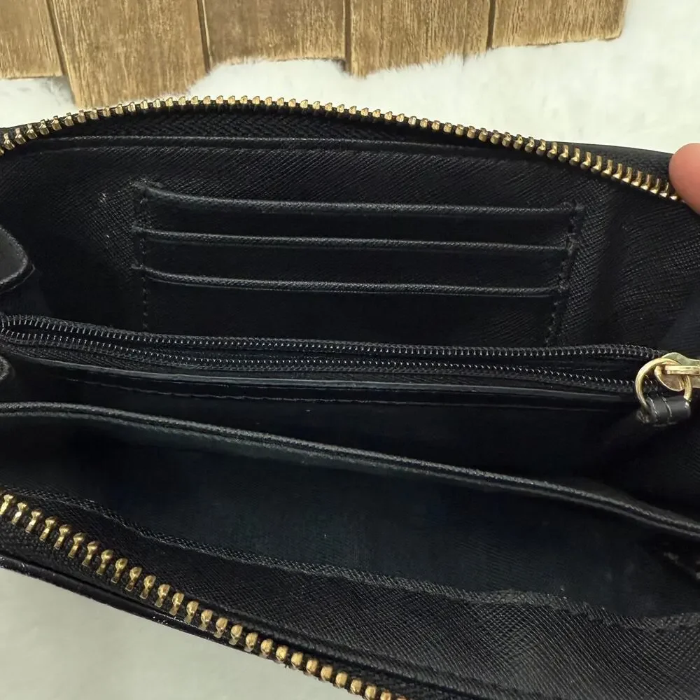 Fossil Sydney‎ Fab Zip Clutch Wallet Grey Black GOOD / FAIR Condition